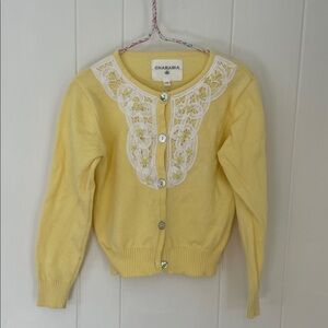 Yellow Lace Kids Cardigan